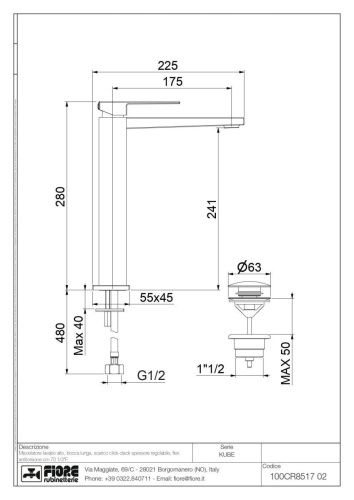 Смеситель для раковины Fiore Kube 100NN8517 на столешницу черный - фото 3