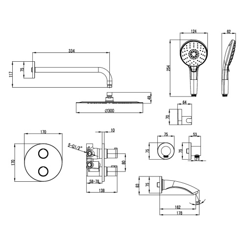 Душевая система LeMark Yeti LM7822C встраиваемая в стену с термостатом - фото 2