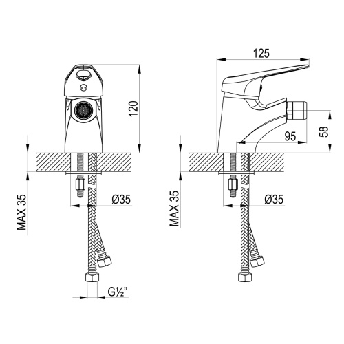 Смеситель LeMark Luna LM4108C на биде хром - фото 2