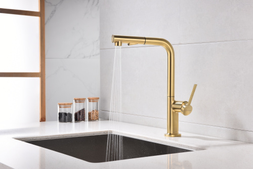Смеситель для кухни Paulmark NEO Ne214419-LG на раковину светлое брашированное золото - фото 3