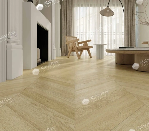 Кварцвиниловая плитка Alpine Floor Chervon Alpine LVT ECO 20-2 Дуб Ваниль Селект Chevron толщина 0.25 см 43 класс 555х127 - фото 5