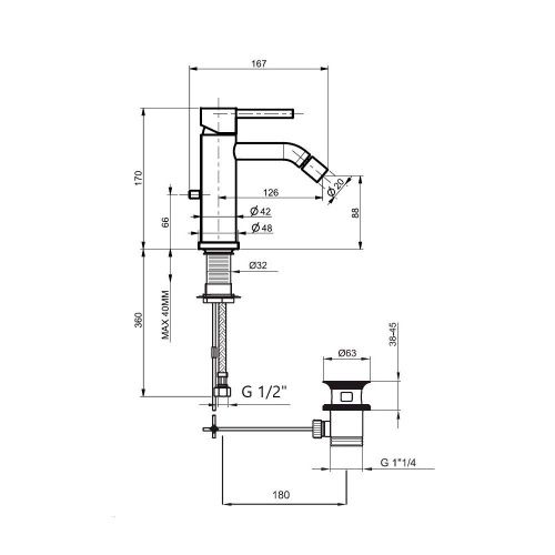 Смеситель Webert Elio EL840102560 на биде черный - фото 3