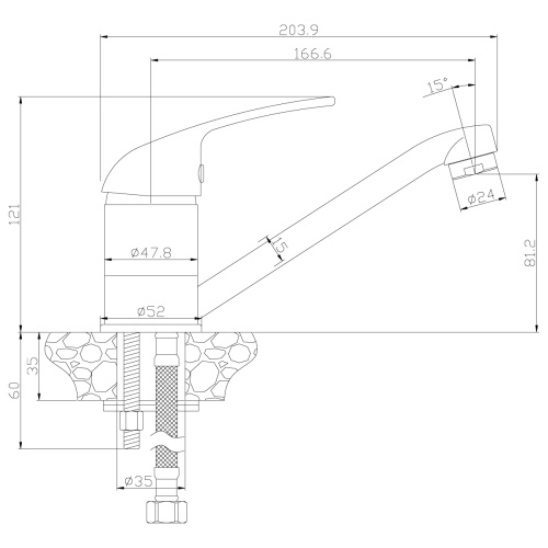 Смеситель для кухни Rossinka Y Y40-22 на мойку хром - фото 2