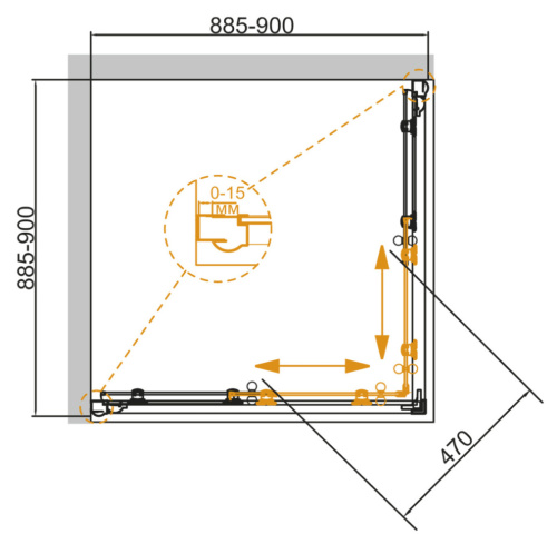 Душевой уголок Cezares GIUBILEO GIUBILEO-A-2-90-SCORREVOLE-C-G 90х90 стекло прозрачное профиль золото глянцевое без поддона - фото 2
