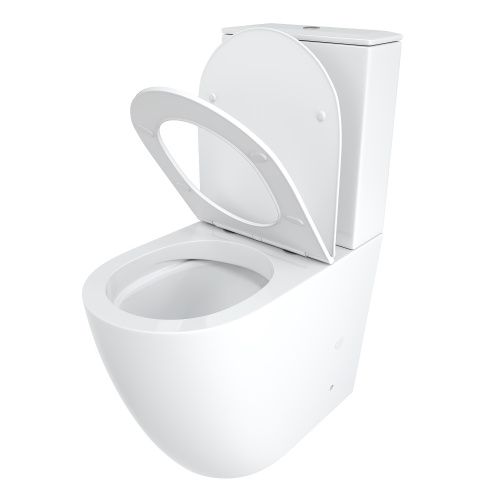 Унитаз напольный с бачком Cerutti SPA CT8709 белый с сиденьем микролифт безободковый каскадный смыв - фото 2