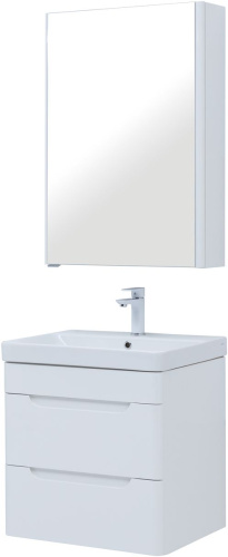 Комплект мебели: тумба с раковиной 60x46x62 + зеркало-шкаф Aquanet София 00274197 подвесной цвет белый - фото 2