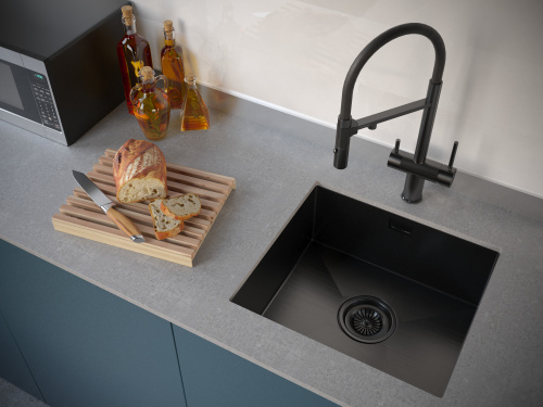 Кухонная мойка Paulmark ALLER 48 UNI PM804844-GM 43х39 цвет вороненая сталь - фото 3