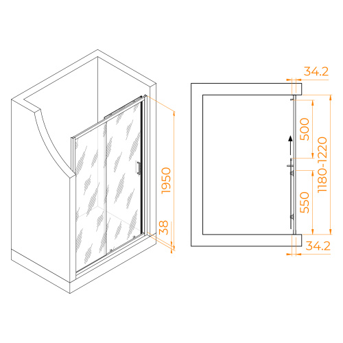 Душевая дверь RGW Passage 41081412-110 120х195 стекло прозрачное профиль сатин - фото 2