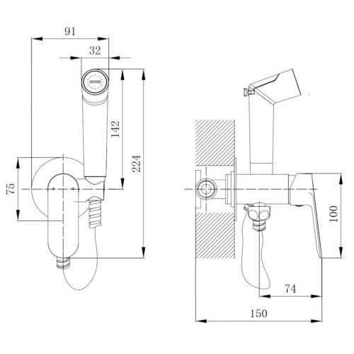 Гигиенический душ со смесителем Voda Shore SHR01 хром - фото 3