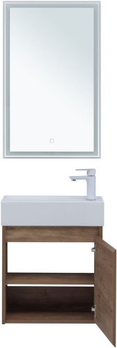 Комплект мебели: тумба с раковиной + зеркало Aquanet Nova Lite 00302530 50x27x140 подвесной цвет коричневый - фото 5
