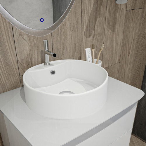 Раковина из сантехнического фарфора Teymi Lina S T50191 40х40 накладная цвет белый 1 отверстие под смеситель - фото 5