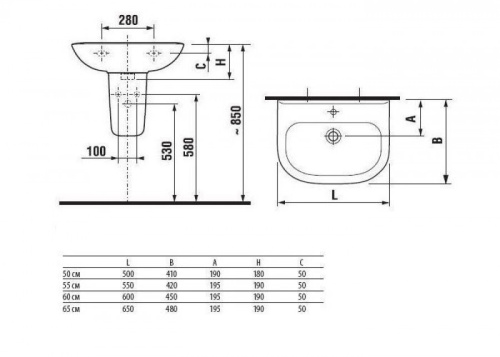Раковина из сантехнического фарфора Jika Deep by Jika 8106110001049 50х41 подвесная цвет белый - фото 2