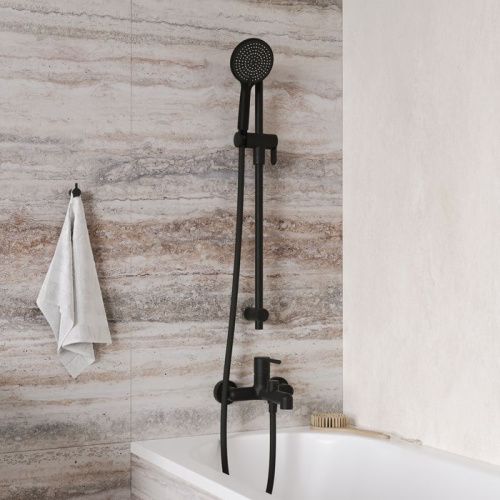 Смеситель для ванны и душа IDDIS Aiger AIGBL00i02WA настенный черный матовый - фото 2