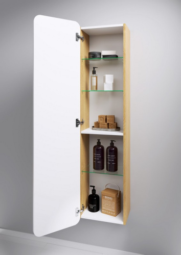 Шкаф-пенал Aqwella Y BAS0535DZ 35х25х150 подвесной цвет белый/коричневый - фото 3