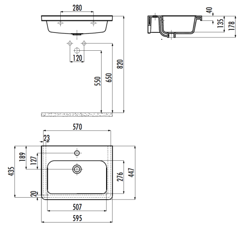 Раковина из сантехнического фарфора Creavit Ipek IP060-00CB00E-0000 60х45 накладная цвет белый 1 отверстие под смеситель - фото 2