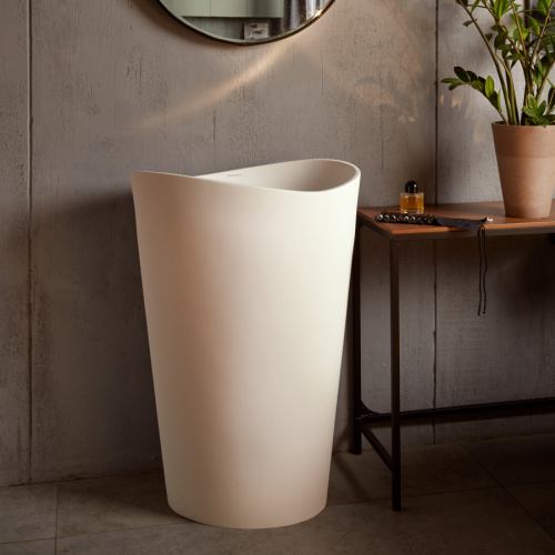 Раковина из искусственного камня MonteBianco Onda grande 13008 38х38 напольная цвет белый матовый без отверстий под смеситель - фото 4