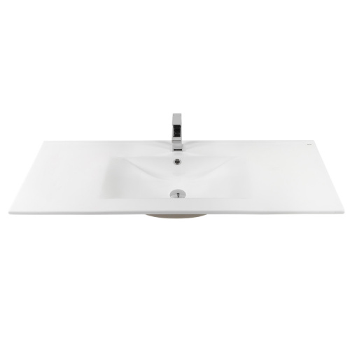 Раковина из сантехнического фарфора Bond Cube S05-1200 120х46 встраиваемая цвет белый глянцевый 1 отверстие под смеситель - фото 3