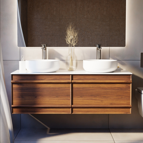 Тумба с раковиной+зеркало Art Decco Bridget (Бриджит) ABR12W22D3M0 120x45x40 подвесная цвет черный орех - фото 3