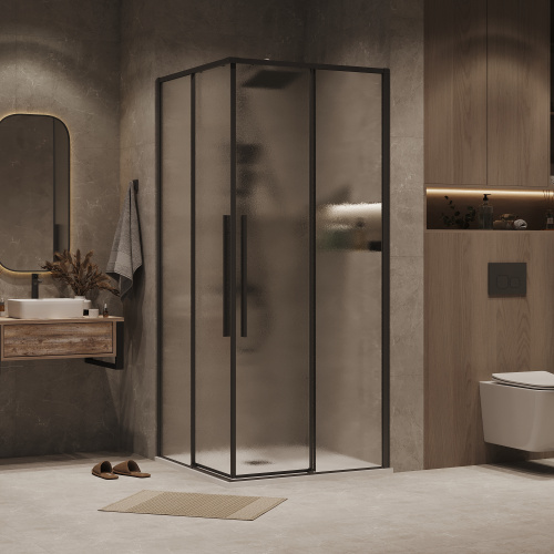 Душевая дверь Grossman Galaxy 1/2.K33.01.10.21.02 100х195 стекло текстурное профиль черный матовый - фото 3