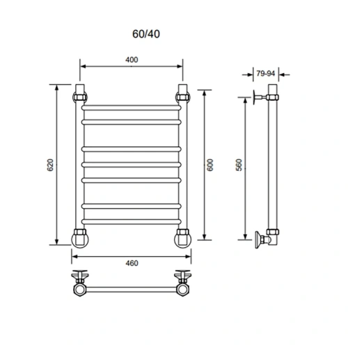 Полотенцесушитель Veconi Voga V6040GR 40х60 водяной графит - фото 3