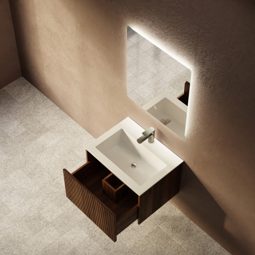 Тумба с раковиной+зеркало Art Decco Camilla (Камилла) ACM06W22S1M0 60x45x40 подвесная цвет черный орех - фото 3