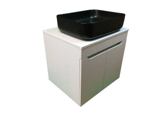 Тумба с раковиной Sintesi STL.W7019_SIN-LVB-APP-409BM 60х55х50 подвесная цвет белый/черный матовый - фото 4