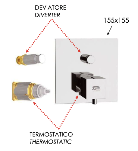Смеситель для душа Remer Q-Elegance QT09KBNO встраиваемый в стену черный с термостатом - фото 2