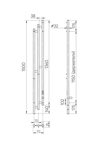 Полотенцесушитель Indigo Sky LSKE150-17BRRt 17х150 электрический черный муар - фото 5