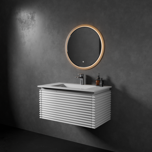 Тумба с раковиной+зеркало Art Decco Jacqueline (Жаклин) AJC08W34S2M0 80x45x40 подвесная цвет белый - фото 2