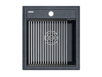 Кухонная мойка + коландер Paulmark PM114651-DG+R375-BS 46х51 цвет графит