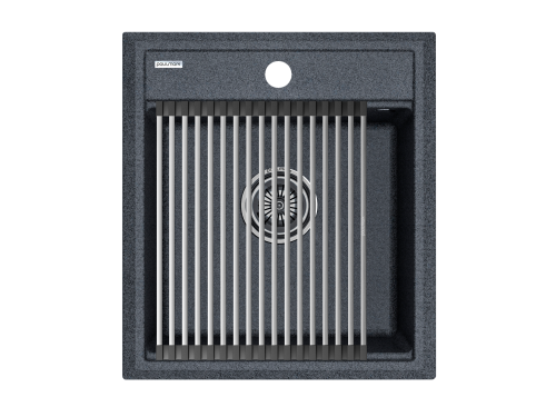 Кухонная мойка + коландер Paulmark PM114651-DG+R375-BS 46х51 цвет графит