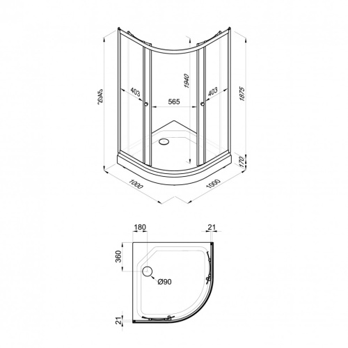 Душевой уголок Тритон Стандарт Щ0000061791 100х100 стекло прозраное с рисунком профиль белый с поддоном - фото 2