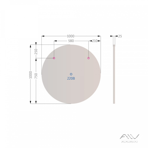 Зеркало в ванную Alavann Rondo ALV0111003 100х100 цвет белый - фото 3