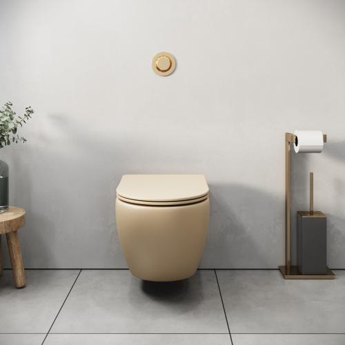 Унитаз подвесной Grossman Санфаянс GR-4455BEMS бежевый матовый с сиденьем микролифт безободковый каскадный смыв - фото 5