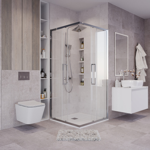 Душевой уголок Grossman Cosmo 300.K33.02.1010.10.00 100х100 стекло прозрачное профиль хром глянцевый без поддона - фото 3