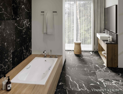 Ванна чугунная Vinsent Veron Aura VAU1808045H/VH0015BR-AS 180х80 пристенная прямоугольная с ножками с ручками - фото 3