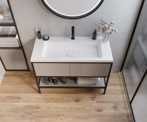 Раковина из литьевого мрамора Uperwood Modul 2911020341 97х45 полувстраиваемая цвет белый - фото 3