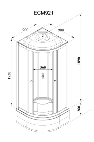Душевая кабина Parly Classic ECM921 90х90 четверть круга с крышей ориентация универсальная - фото 4