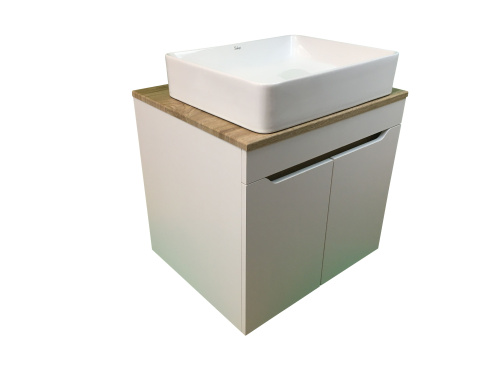 Тумба с раковиной Sintesi STL.W7024_SIN-LVB-APP-407 60х55х50 подвесная цвет белый/коричневый - фото 4