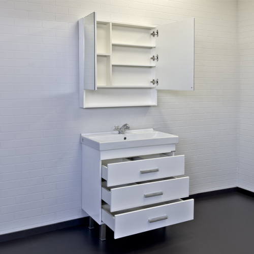 Тумба с раковиной Comforty Никосия 00-00011162CF 80х45х86 напольная цвет белый - фото 5