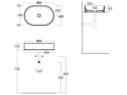 Раковина из сантехнического фаянса Simas FO 02 bia 60х40 накладная цвет белый - фото 3