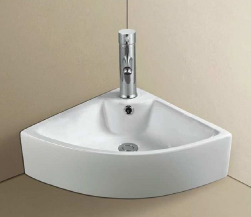 Раковина из санфаянса CeramaLux 9067B 33х33 подвесная цвет белый 1 отверстие под смеситель - фото 5