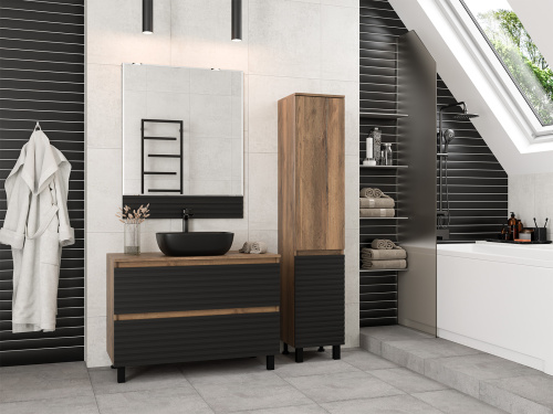 Шкаф-пенал Brevita Dakota DAK-050350-19/02П 35х34х165 напольный/подвесной цвет черный/коричневый - фото 5