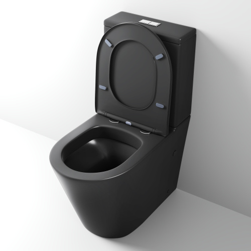 Унитаз напольный с бачком Grossman GR-4458BMS черный матовый с сиденьем микролифт безободковый каскадный смыв - фото 4
