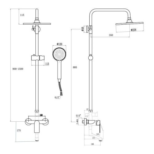 Душевая стойка Fmark FS8845 настенная цвет серый - фото 3