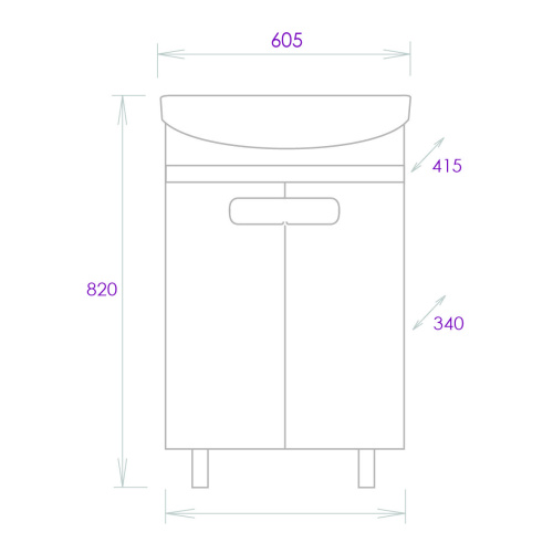 Тумба под раковину Onika Харпер 106143 55х34х68 напольная - фото 3