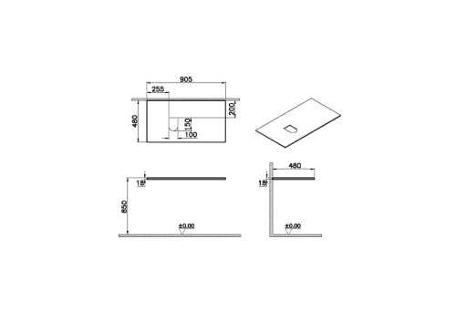 Столешница Vitra Origin 65859 91х48 накладная цвет дуб - фото 2