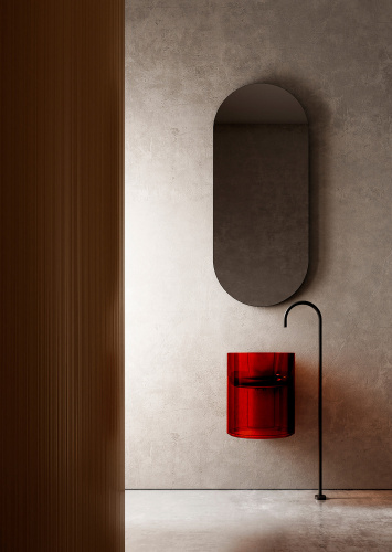 Раковина из полиэфирной смолы Abber KRISTALL AT2704Rubin 42х42 подвесная цвет красный без отверстий под смеситель - фото 2