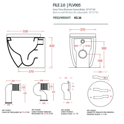 Чаша унитаза напольная Artceram File 2.0 FLV005 39 00 цвет коричневый матовый без сиденья безободковая каскадный смыв - фото 2