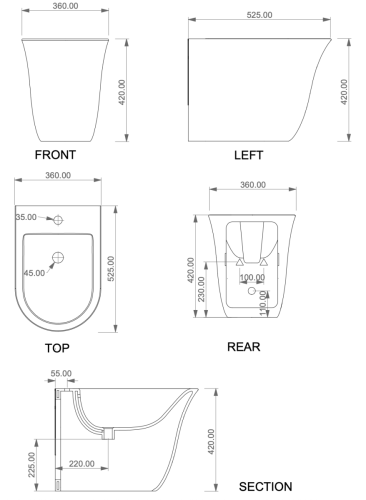 Биде напольное GSG Ceramic Design Flut FLBI01000 цвет белый - фото 2